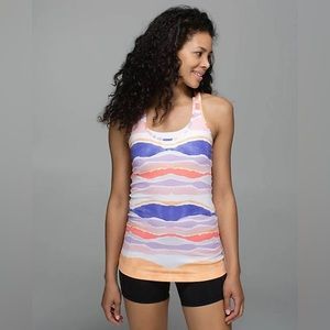 2/$30 Lululemon Cool Racerback Beacher Stripe White Iris Flower Size 4